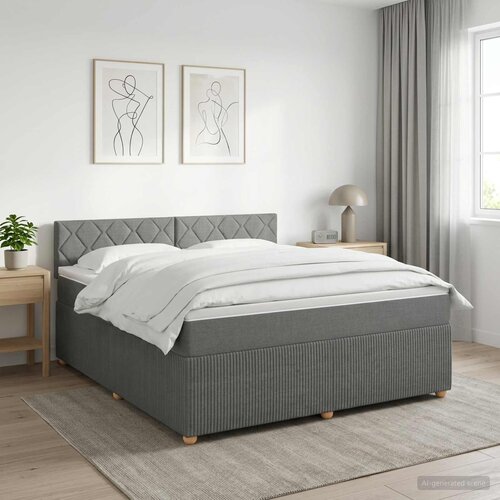  Boxspring krevet s madracem Tamnosiva 160 x 200 cm Tkanina Cijene