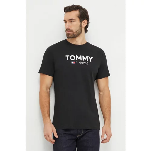 Tommy Jeans Bombažna kratka majica moški, črna barva