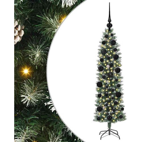 vidaXL Umetno vitko božično drevo med 150 LED Zelena in bela 120 cm, (5000067628) Cene