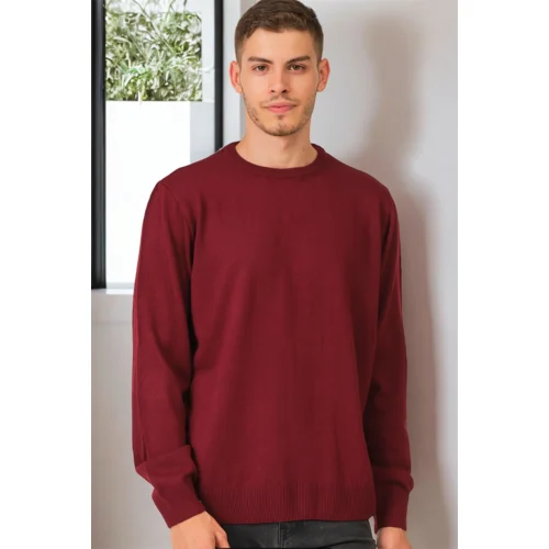 Dewberry V0091 MEN'S OVERSIZE SWEATER-PLAIN BURGUNDY