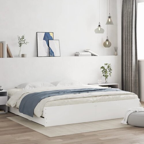 VidaXL Posteljni okvir s predali bel 160x200 cm inženirski les Slike