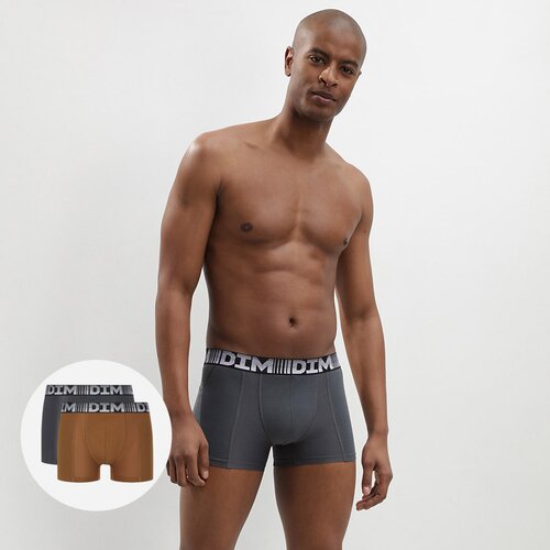 DIM COTTON 3D FLEX AIR BOXER 2x - Men&amp;#039;s boxers 2pcs - dark brown - dark grey Slike