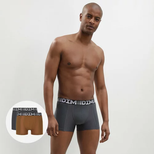 DIM cotton 3D flex air boxer 2x - men's boxers 2pcs - dark brown - dark grey
