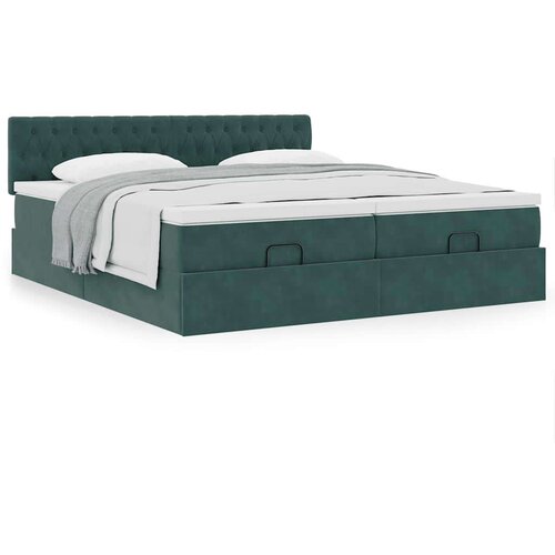  Otomanski posteljni okvir z vzmetnicami zelen 160x200 cm žamet, (21653426) Cene