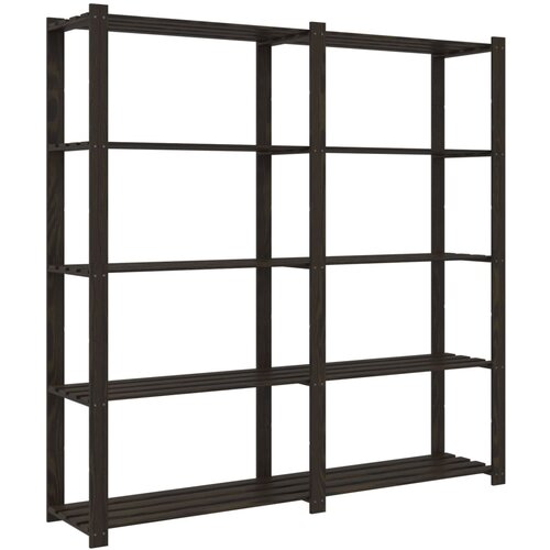 Stalak za pohranu 5 razina crni 170x38x170 cm masivna borovina Slike