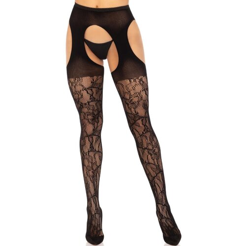 LEG AVENUE HOSIERY LEG AVENUE - LACE GARTER STOCKINGS BLACK Cene