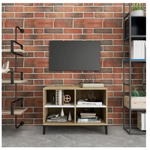  TV omarica s kovinskimi nogami bela sonoma hrast 69,5x30x50 cm