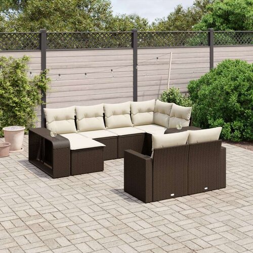 vidaXL 10-dijelni set vrtnih sofa od poliratana s jastucima smeđi Cijene