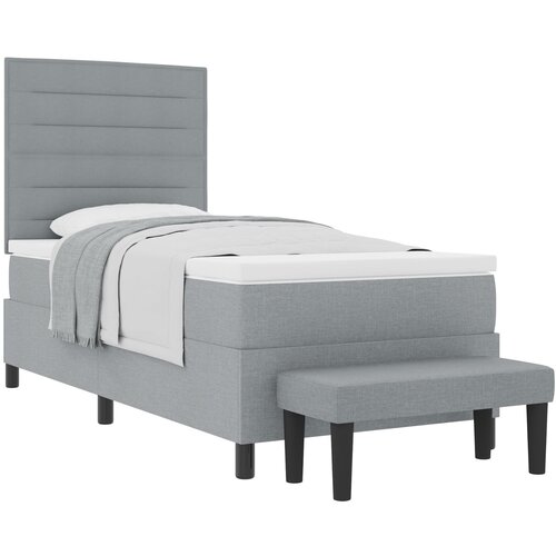 VidaXL vzmetna postelja z vzmetnico in klopjo svetlo siva 90x190 cm tkanina, (22083223) Slike