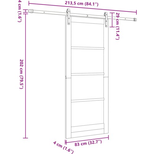 vidaXL Klizna vrata s setom hardvera 83x202 cm od čvrstog drva smreke Cijene