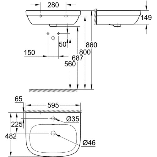 Grohe Euro Ceramic 60 umivaonik 39335000 Slike