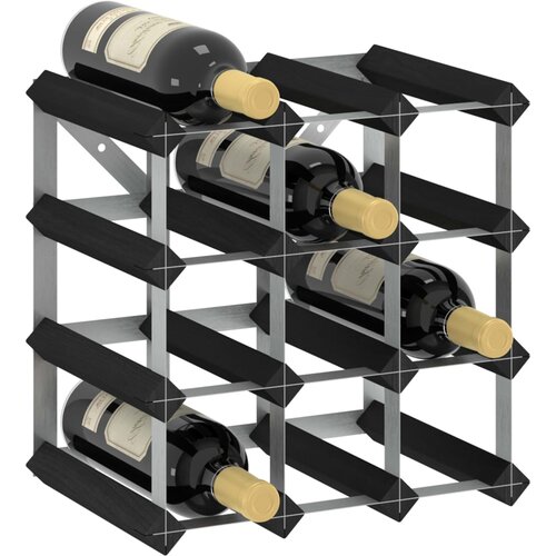 VidaXL stojalo za vino za 12 steklenic črno trdna borovina Slike