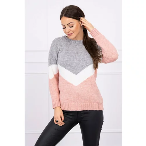 Kesi Sweater with geometric patterns gray+powdered pink