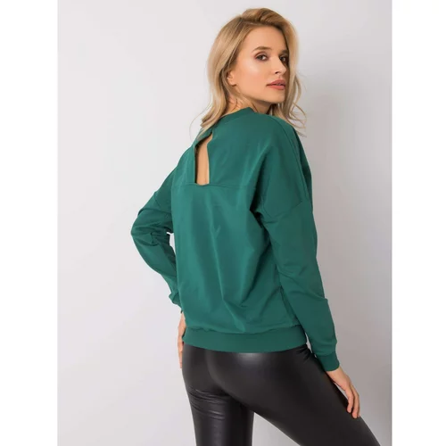 Fashionhunters RUE PARIS Dark green hooded sweatshirt