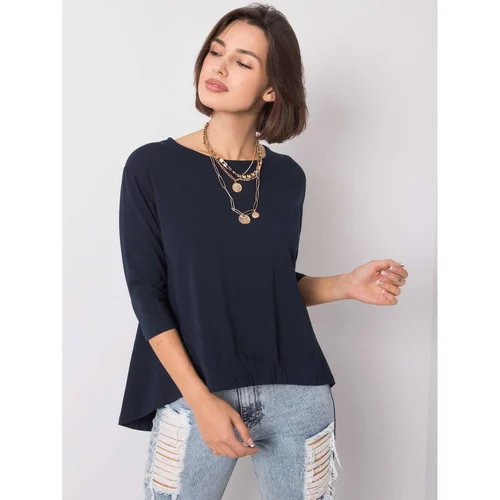 Fashion Hunters Navy blue blouse with 3/4 sleeves