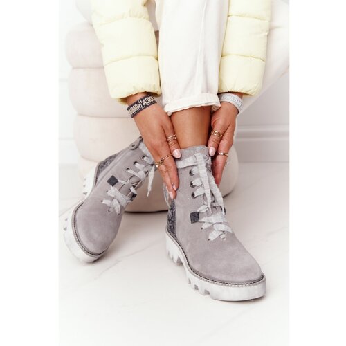 Kesi Suede Openwork Boots Maciejka Grey 05033-03 Cijene