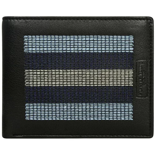 Fashion Hunters Black leather wallet with gray stitching