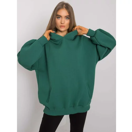 Fashion Hunters Women's cotton dark green sweatshirt with pockets