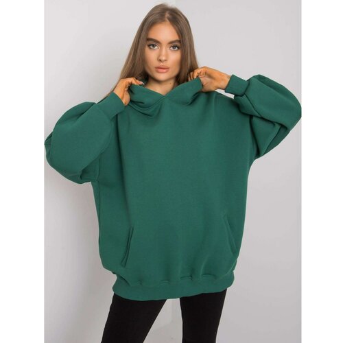Fashion Hunters Women's dark green cotton sweatshirt with pockets Slike