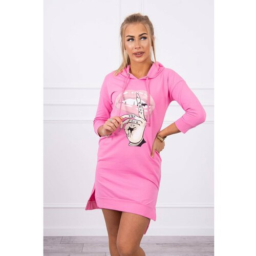 Kesi Dress with longer back and colorful print light pink Slike