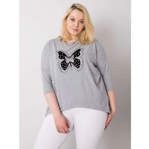 Fashion Hunters Gray cotton blouse with an application