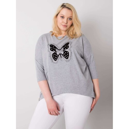 Fashion Hunters Gray cotton blouse with an application Slike