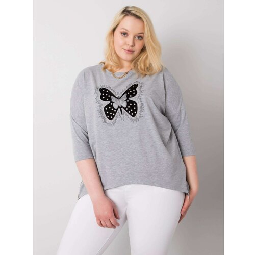 Fashion Hunters Gray cotton blouse with an application Slike