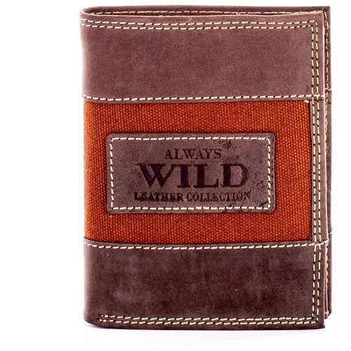 Fashion Hunters Men's brown leather wallet with a fabric module