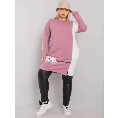 Fashion Hunters Dusty pink plus size tunic with long sleeves Slike