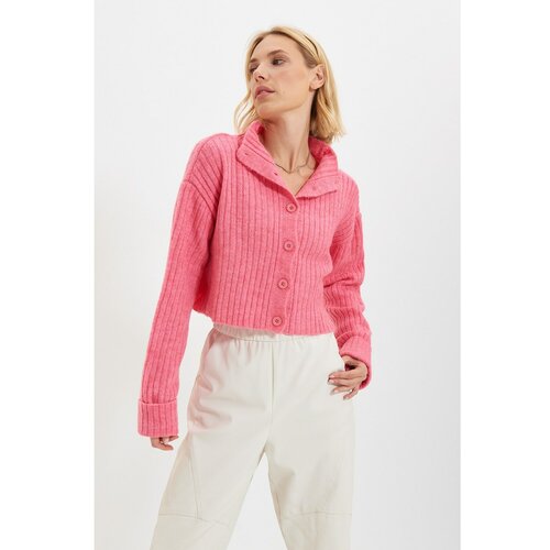 Trendyol Pink Collar Detailed Knitwear Cardigan Slike