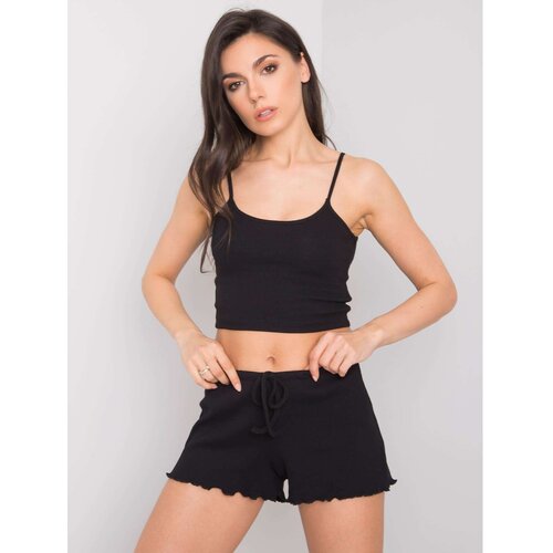 Fashion Hunters RUE PARIS Black ribbed shorts Slike