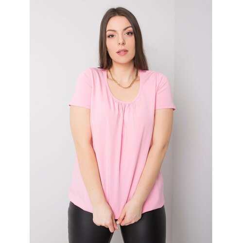 Fashion Hunters Light pink cotton plus size blouse Slike