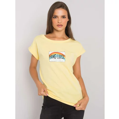 Fashion Hunters Women's light yellow cotton t-shirt