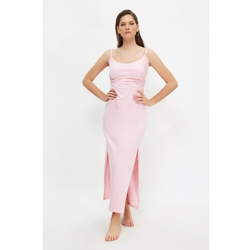 Trendyol Pink Back Detaljna pletena haljina za plažu bela Slike