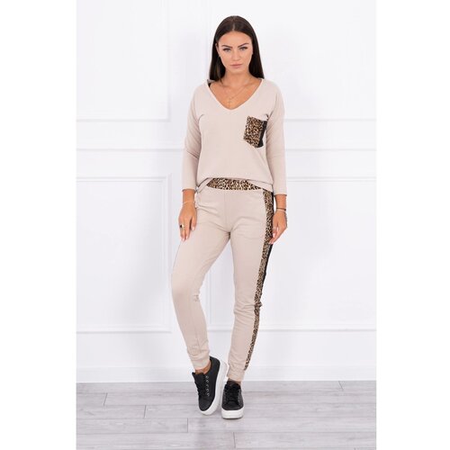 Kesi Set with panther motif beige Slike
