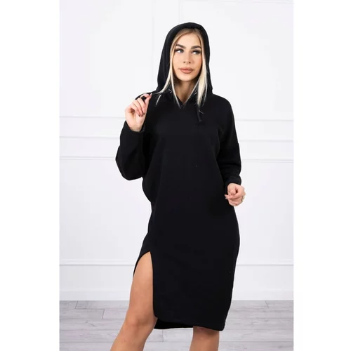 Kesi Dress with a hood and a slit on the side black