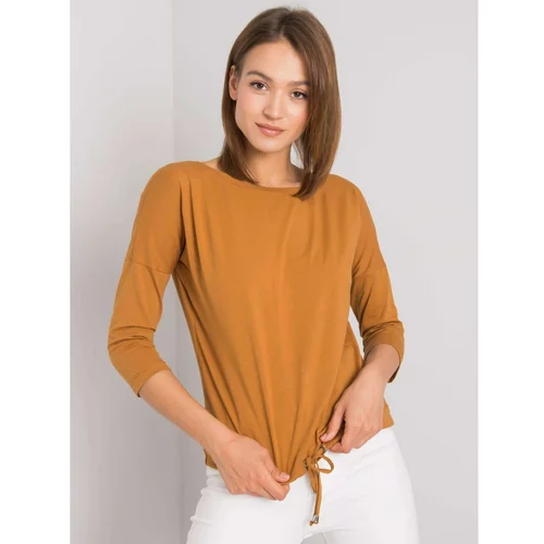 Fashion Hunters Light brown cotton blouse for women