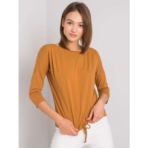 Fashion Hunters Light brown cotton blouse for women Slike