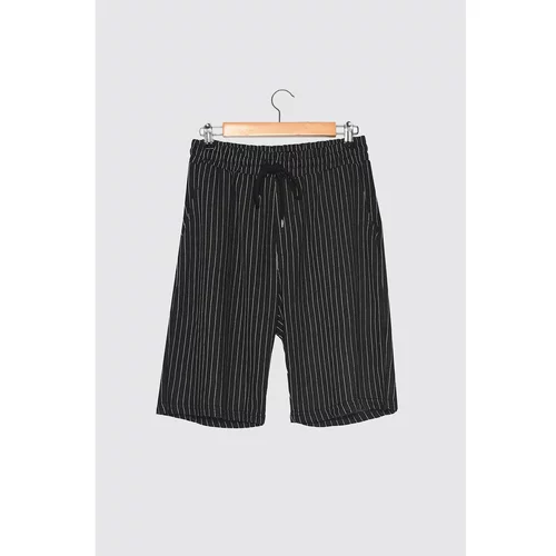 Trendyol Black Men's Regular Fit Striped Shorts &amp; Bermuda