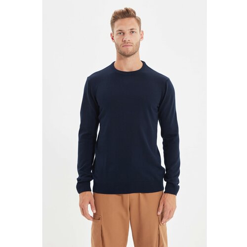 Trendyol Navy Blue Men's Slim Fit Crew Neck Basic Sweater Slike