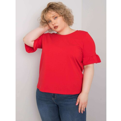 Fashion Hunters Plus size red blouse with decorative sleeves Slike