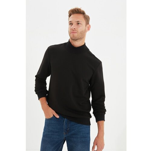 Trendyol Black Men's Regular Fit Stand Up Collar Long Sleeved Sweatshirt Slike