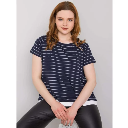 Fashion Hunters Women's dark blue striped blouse of a larger size