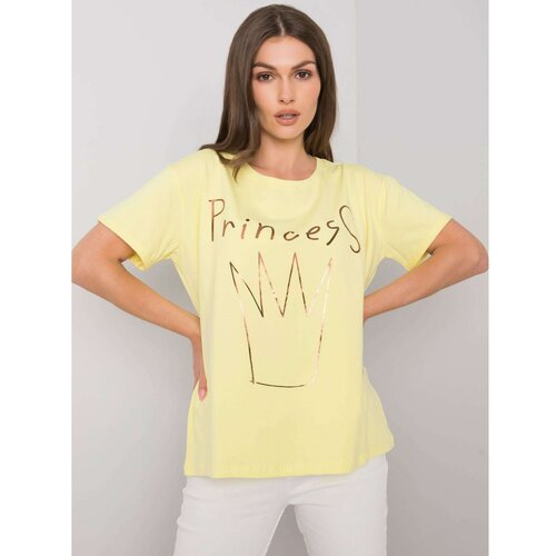 Fashion Hunters Žuta ženska pamučna majica s printom Slike