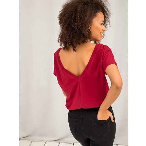 Fashion Hunters Ženska majica Basic crna tamnocrvena | Crveno Slike