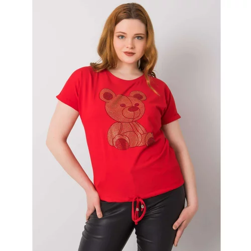 Fashion Hunters Plus size red blouse with drawstrings