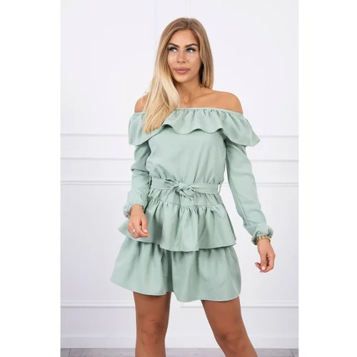 Kesi Off-the-shoulder dress with tie at the waist dark mint