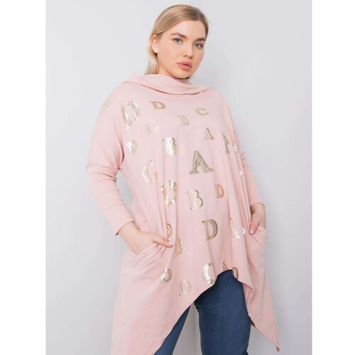 Fashion Hunters Dusty pink plus size sweatshirt with a print Slike