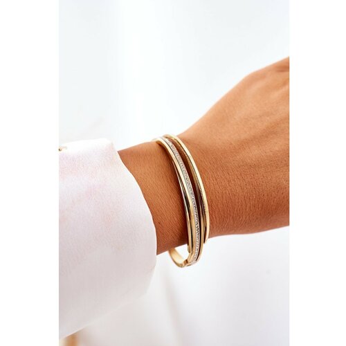 Kesi Steel Bracelet with Cubic Zirconia Gold Slike