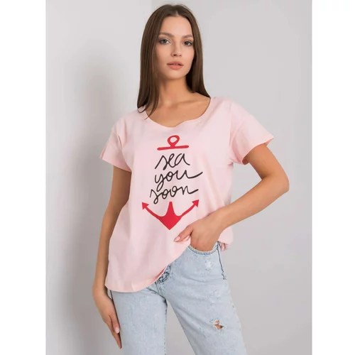Fashion Hunters Light pink t-shirt with an inscription